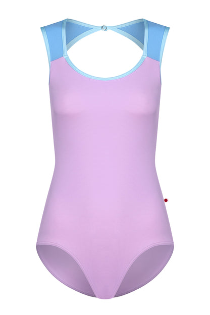 Lauren leotard in T-Ribbon body color with N-Moontide top color and N-Mirror trim color