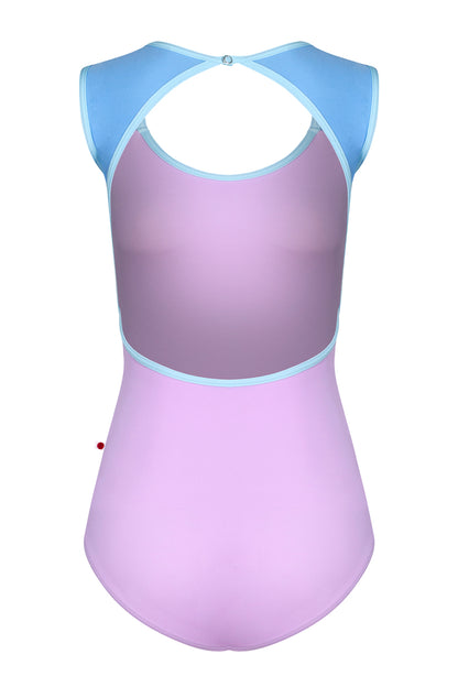 Lauren leotard in T-Ribbon body color with N-Moontide top color and N-Mirror trim color