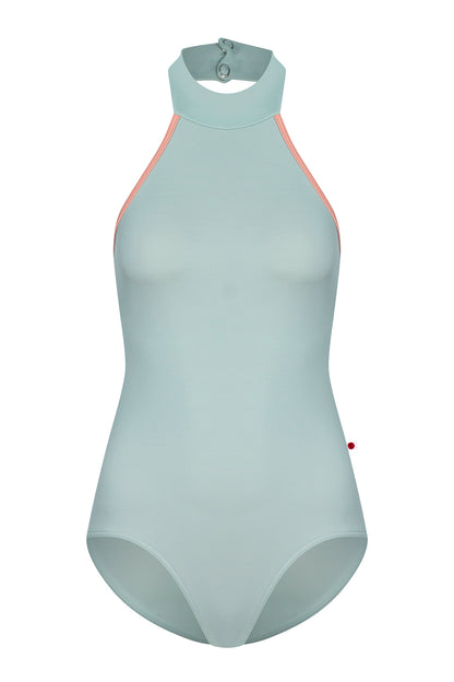 Sarah leotard in T-Whisper body color with T-Nectar trim color