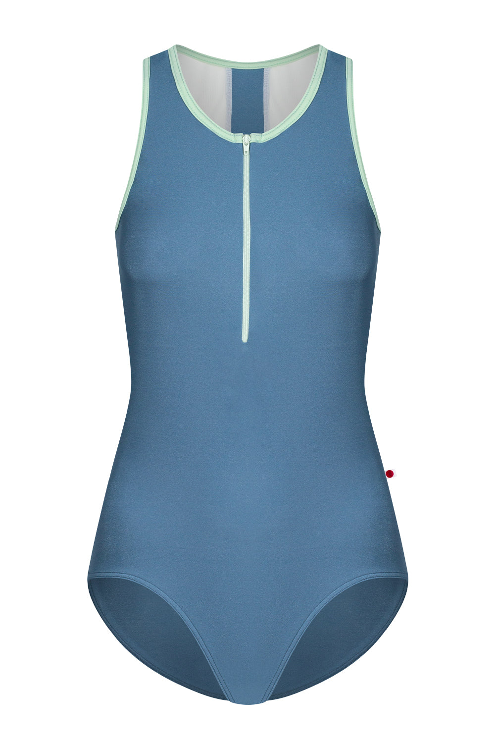Sasha leotard in N-Riva body color with Mesh White top color and T-Pistachio trim color