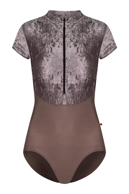 Jessica Duo leotard in N-Star body color with CV-Phantom top color and N-Espresso zipper