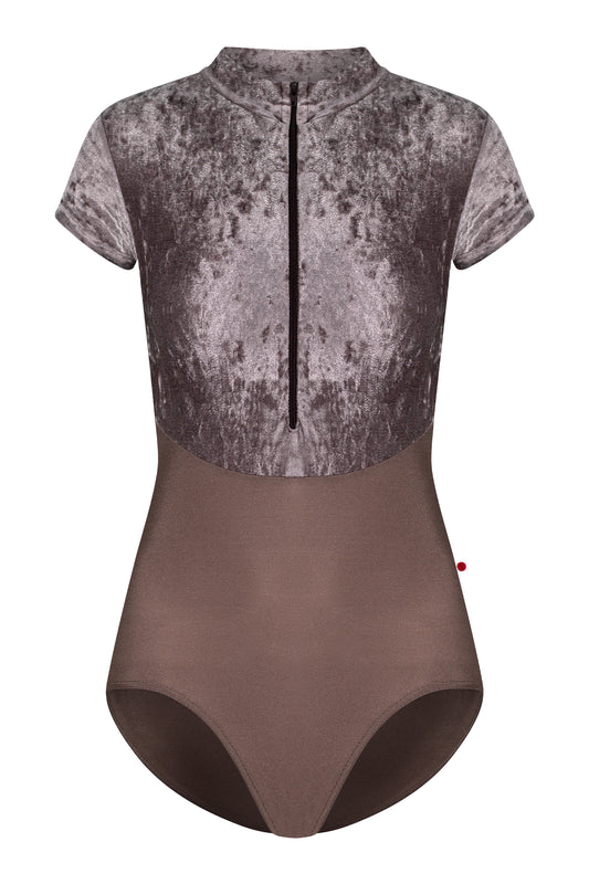 Jessica Duo leotard in N-Star body color with CV-Phantom top color and N-Espresso zipper