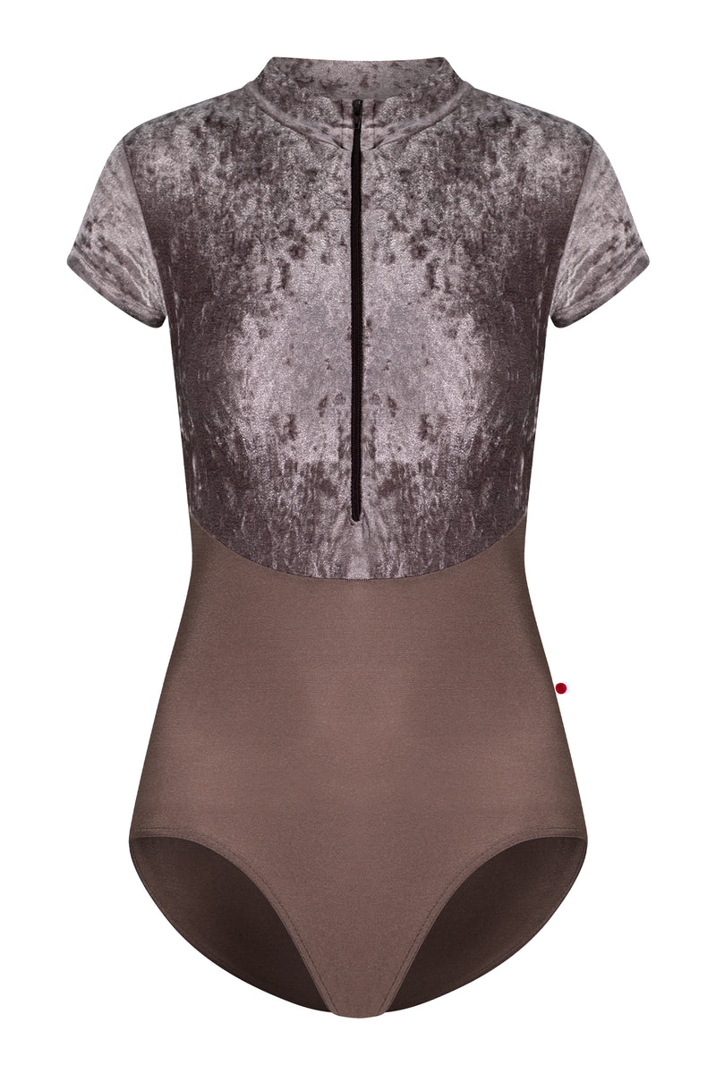 Jessica Duo leotard in N-Star body color with CV-Phantom top color and N-Espresso zipper