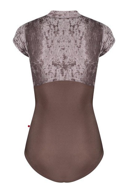 Jessica Duo leotard in N-Star body color with CV-Phantom top color and N-Espresso zipper