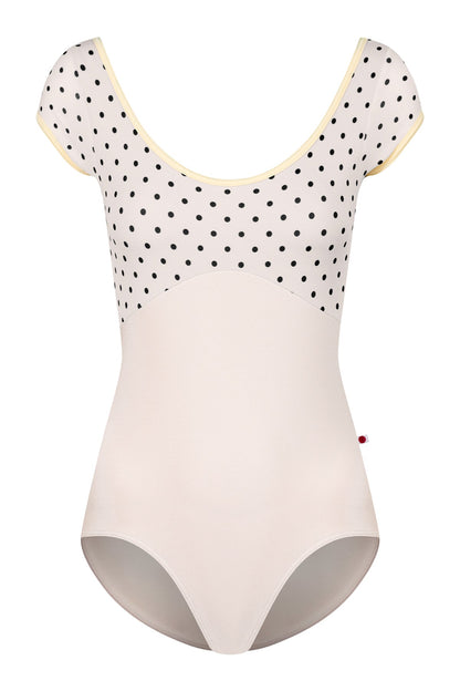 Anna Duo leotard in N-Pearl body color with T-Lunares Cream top & cap sleeves and T-Vanilla trim color