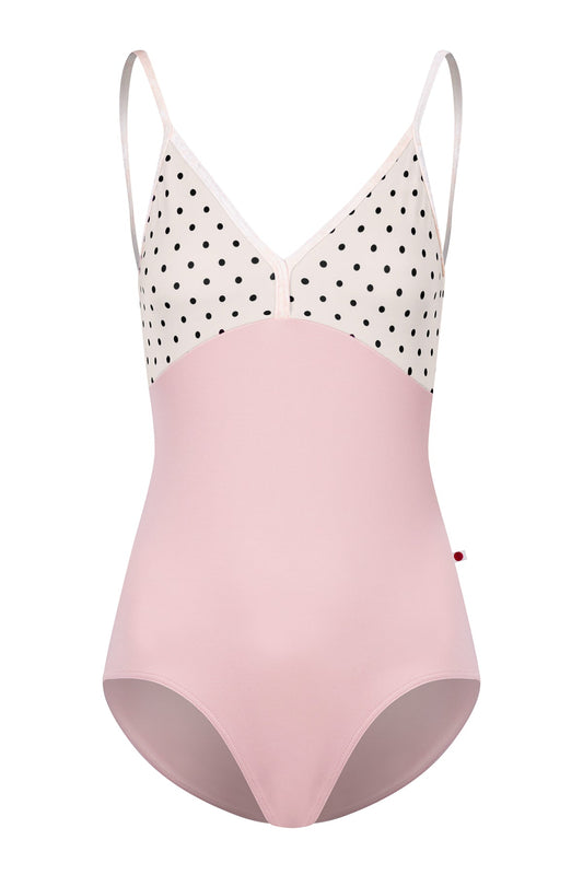Daria leotard in T-Petal body color with T-Cream Lunares top and CV-Misty Rose trim color