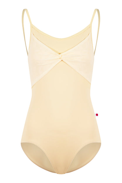 Kathy leotard in T-Vanilla body & trim color with Mesh Vanilla overlay