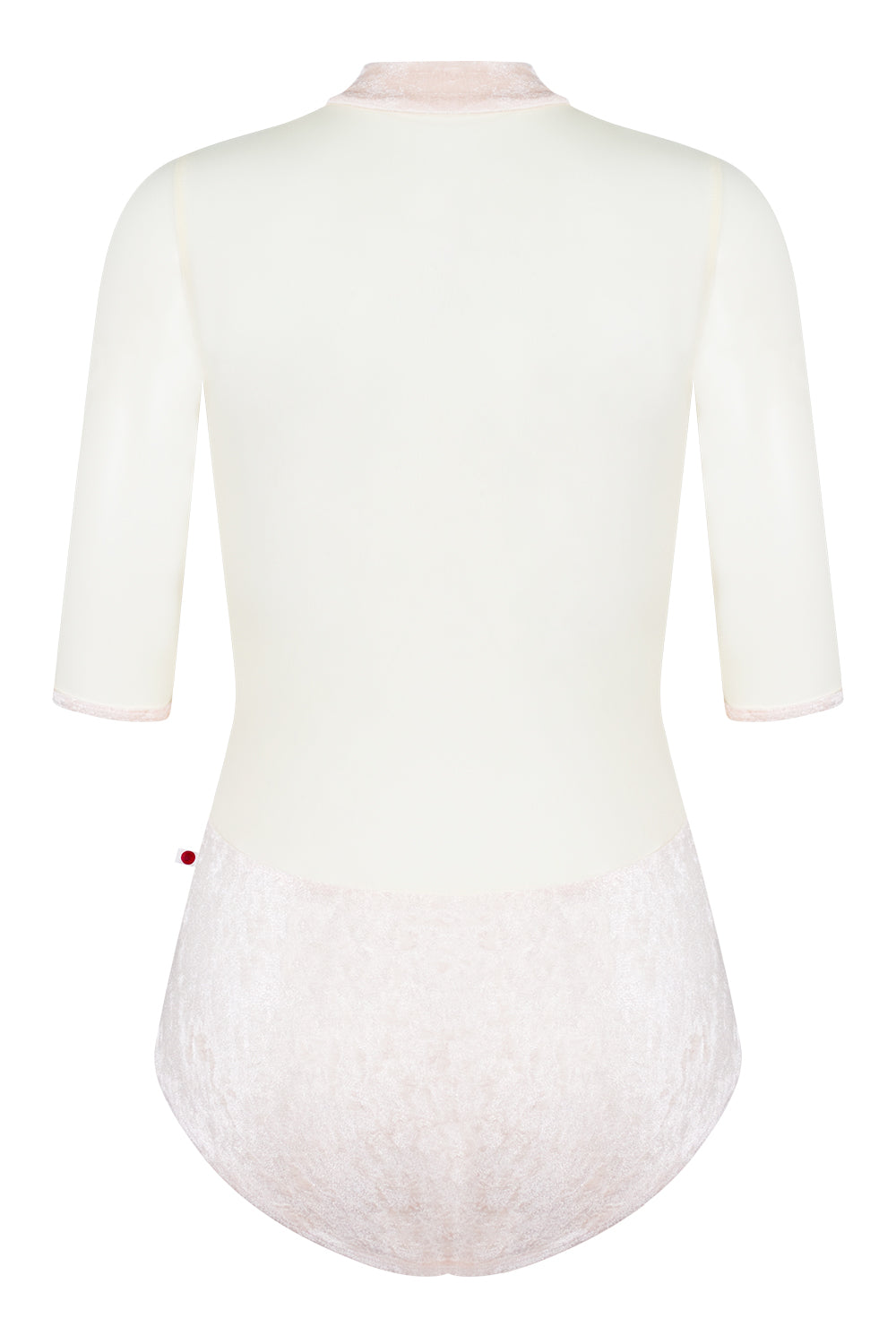Jessica leotard in CV-Misty Rose body color with Mesh Vanilla top & Half sleeve color and CV-Misty Rose trim color